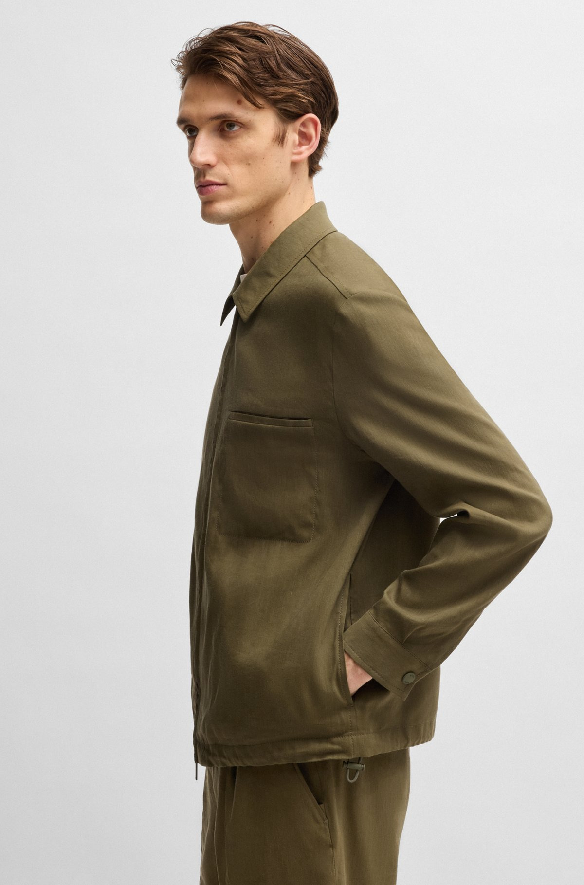 RELAXED-FIT ZIPPED OVERSHIRT IN A LINEN BLEND - 6