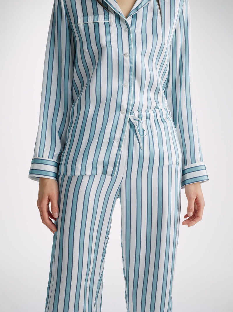 Women's Pyjamas Brindisi 90 Silk Satin Blue - 6