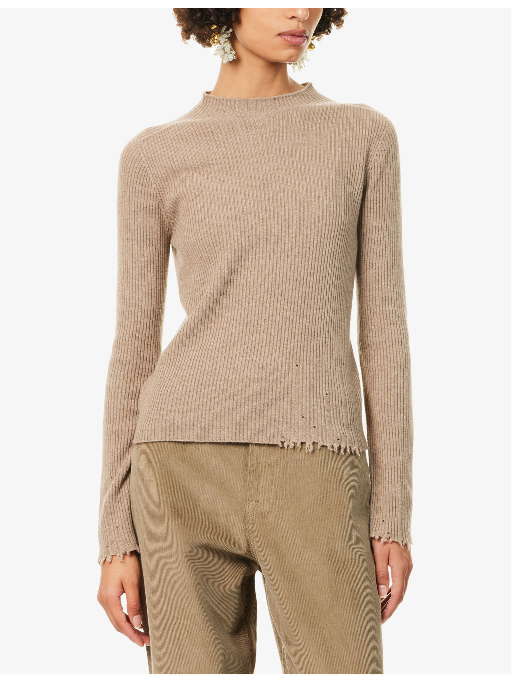 Long-Sleeves Ribbed Cashmere Top - 3