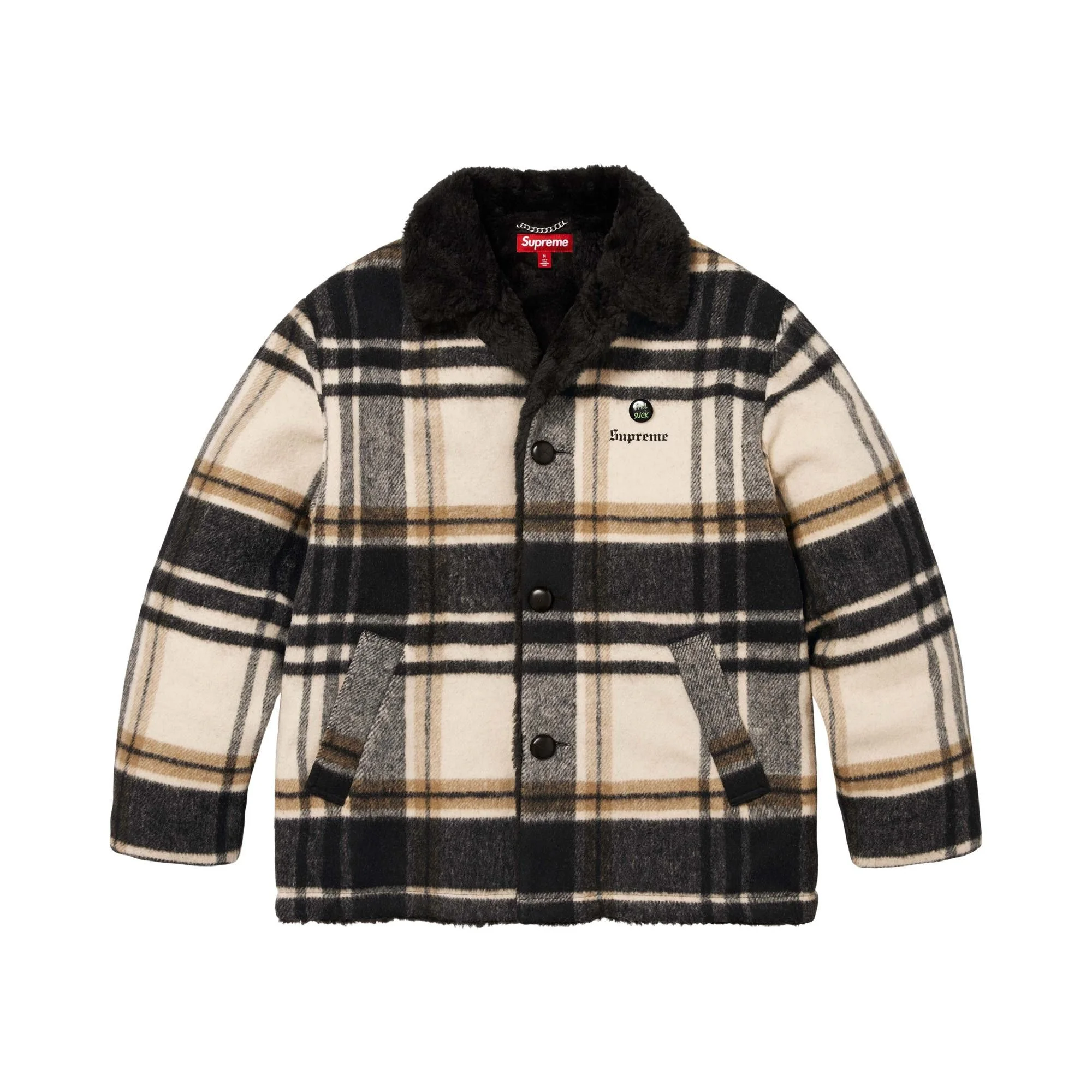 Supreme Plaid Car Coat 'Cream' - 1