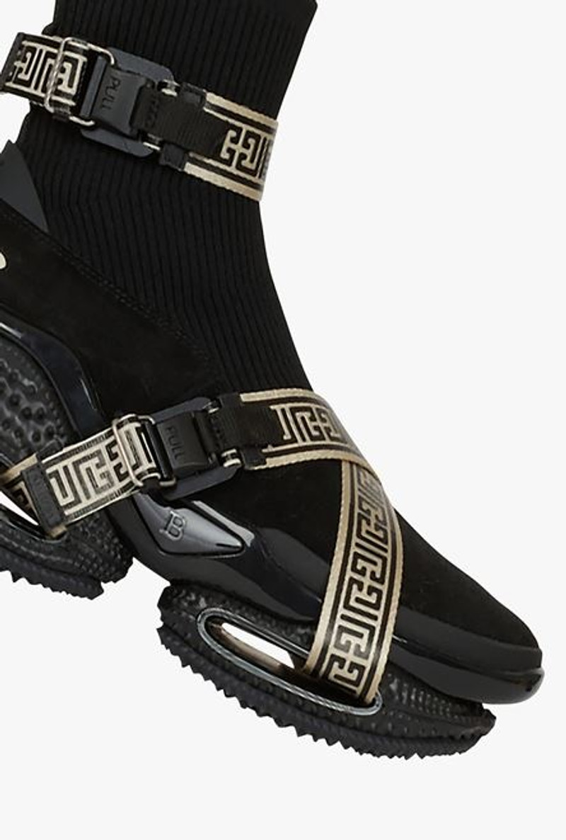 Black knit and suede B-Bold sneakers with straps 6