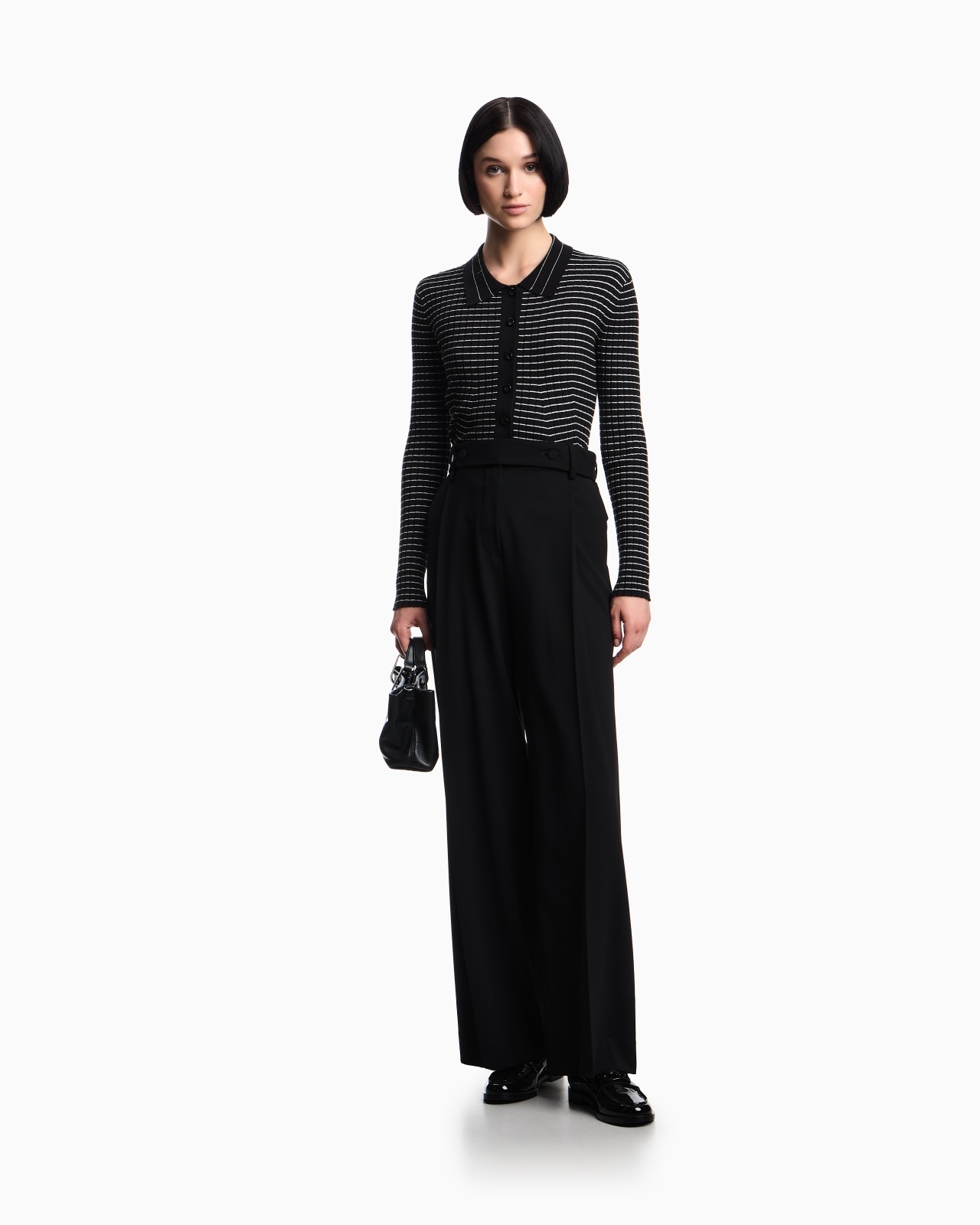 RIBBED CARDIGAN WITH STRIPED MOTIF - 2