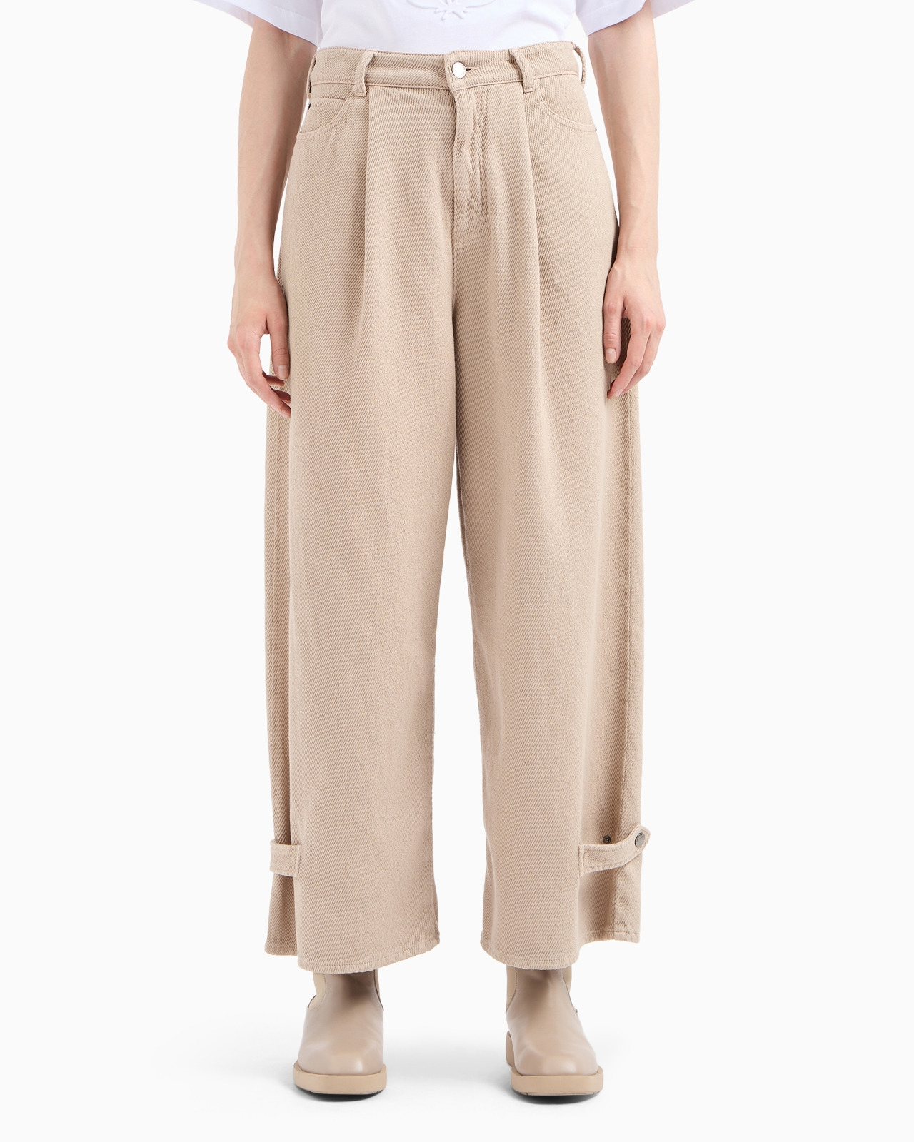 Icon high-waisted drill jeans with a wide leg and pleats - 2