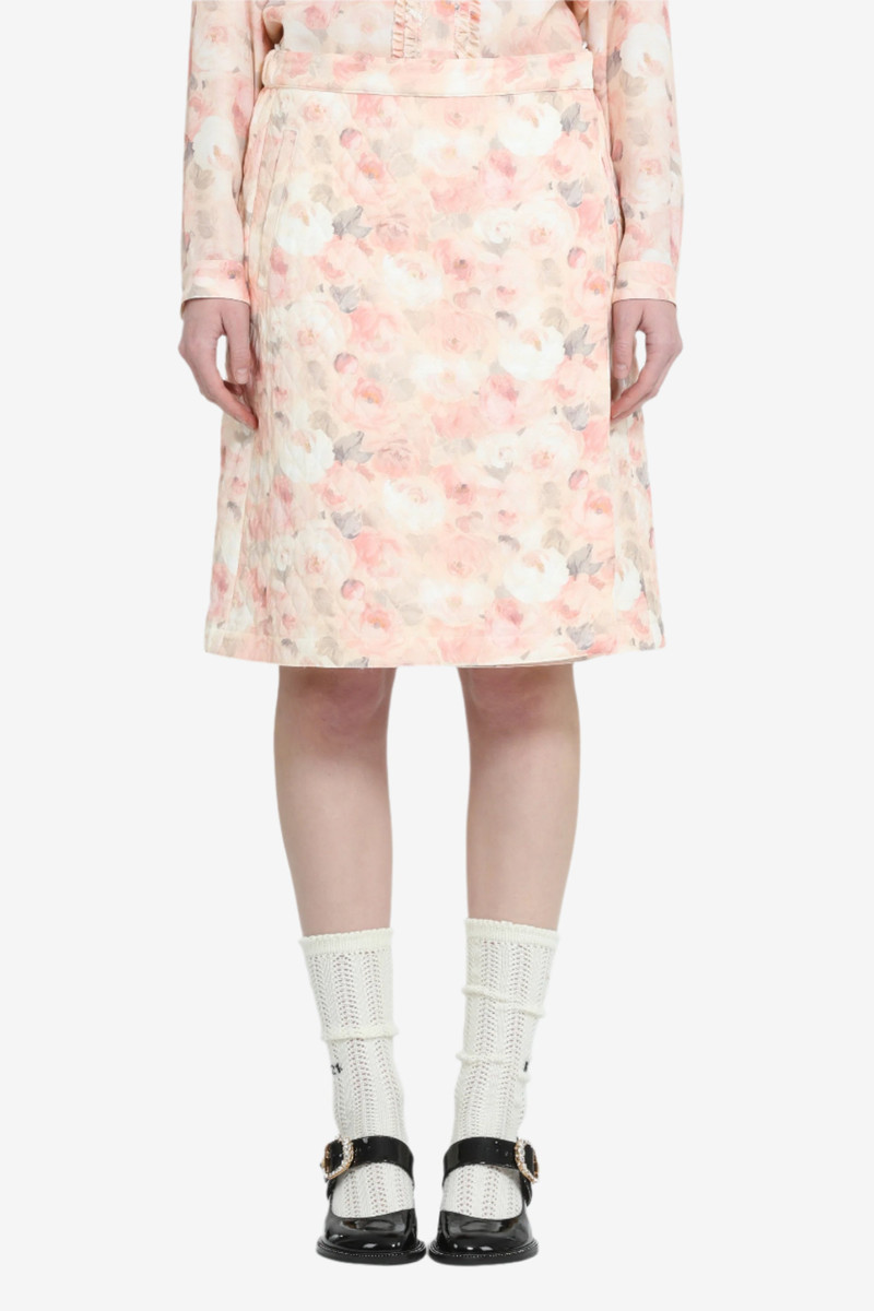 ABOVE-THE-KNEE WRAP SKIRT WITH FLORAL PRINT 1