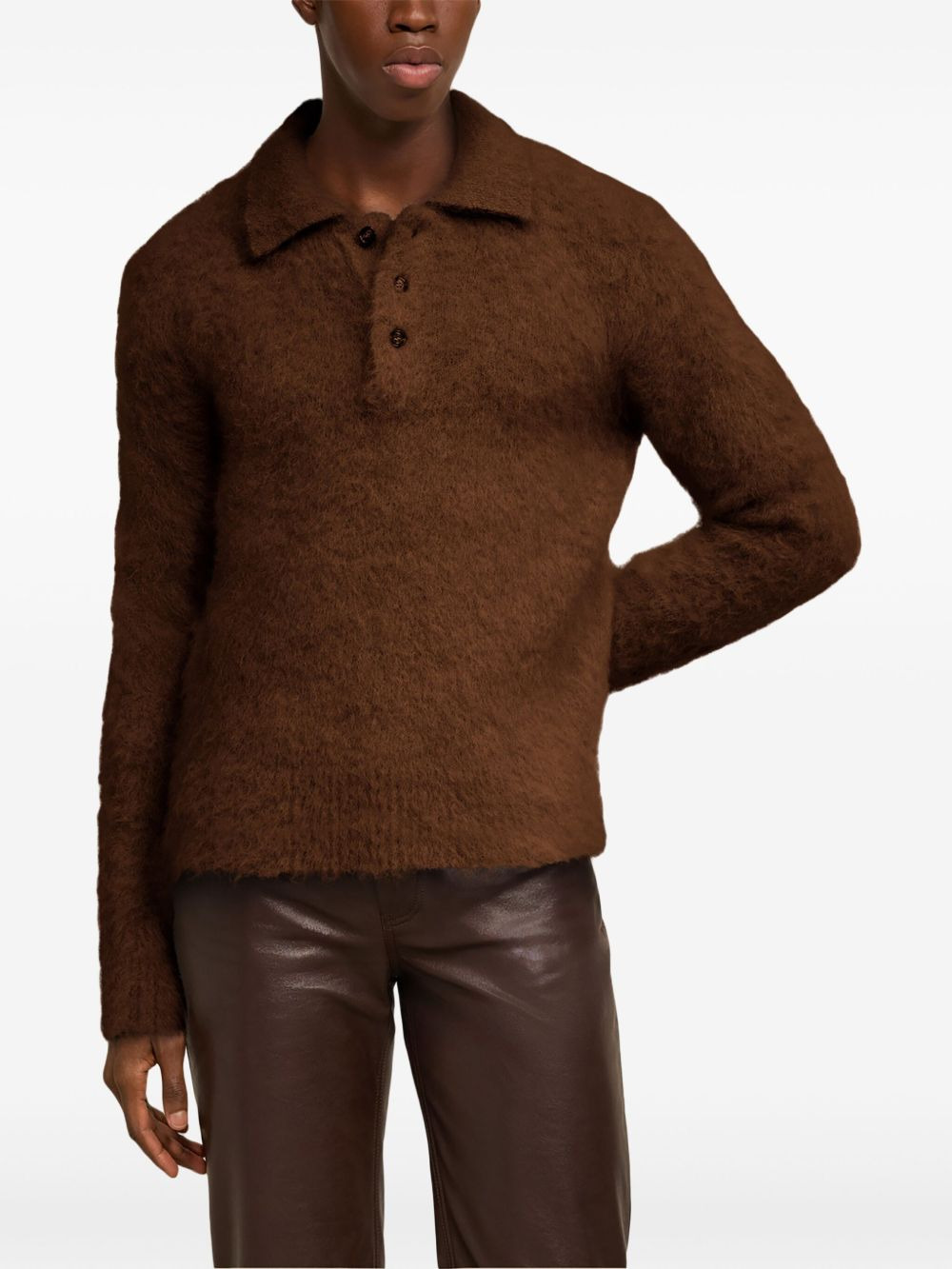 brushed-finish polo-collar jumper - 4