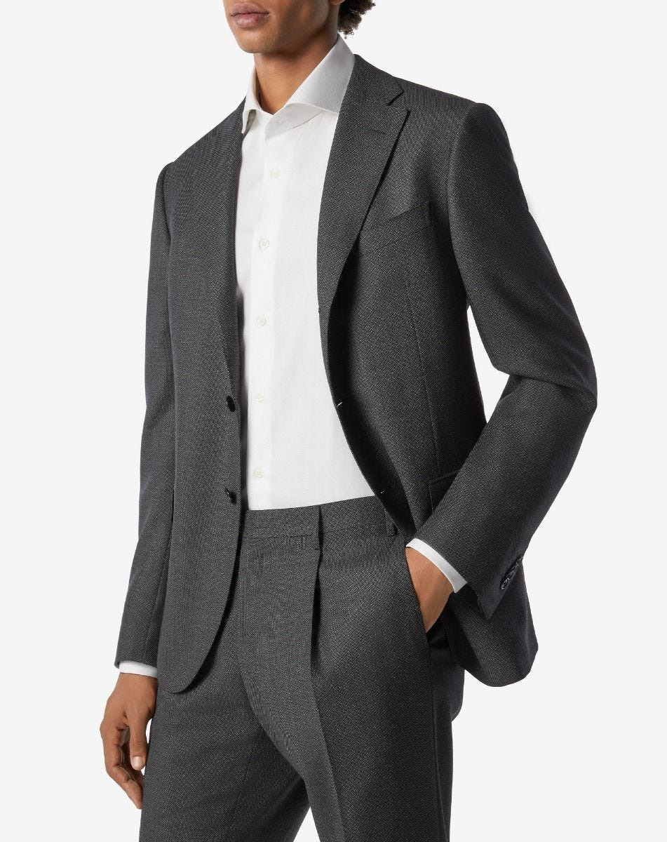 Grey S130's wool suit with micro-pattern - 5