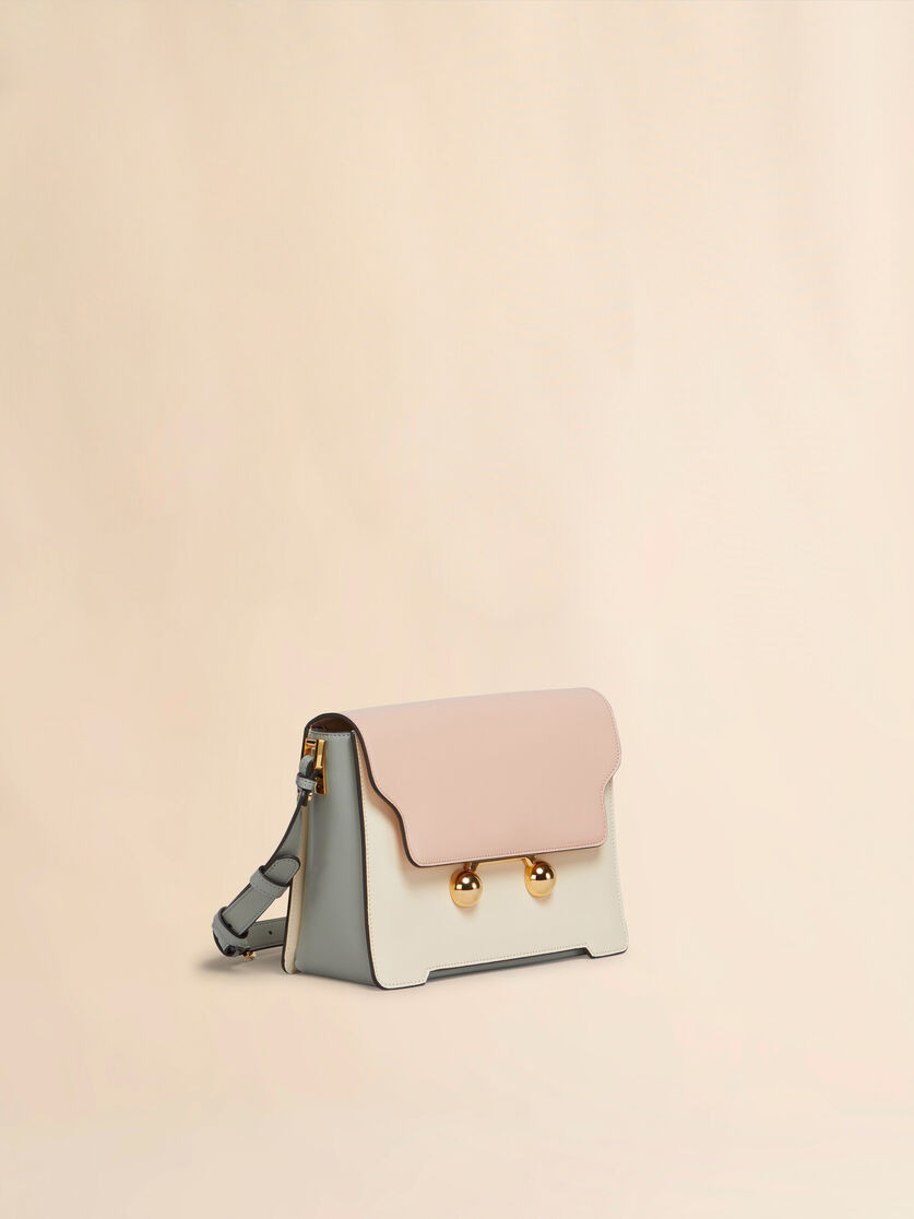 LIGHT PINK, WHITE E GREY LEATHER TRUNKAROO MEDIUM SHOULDER BAG - 5