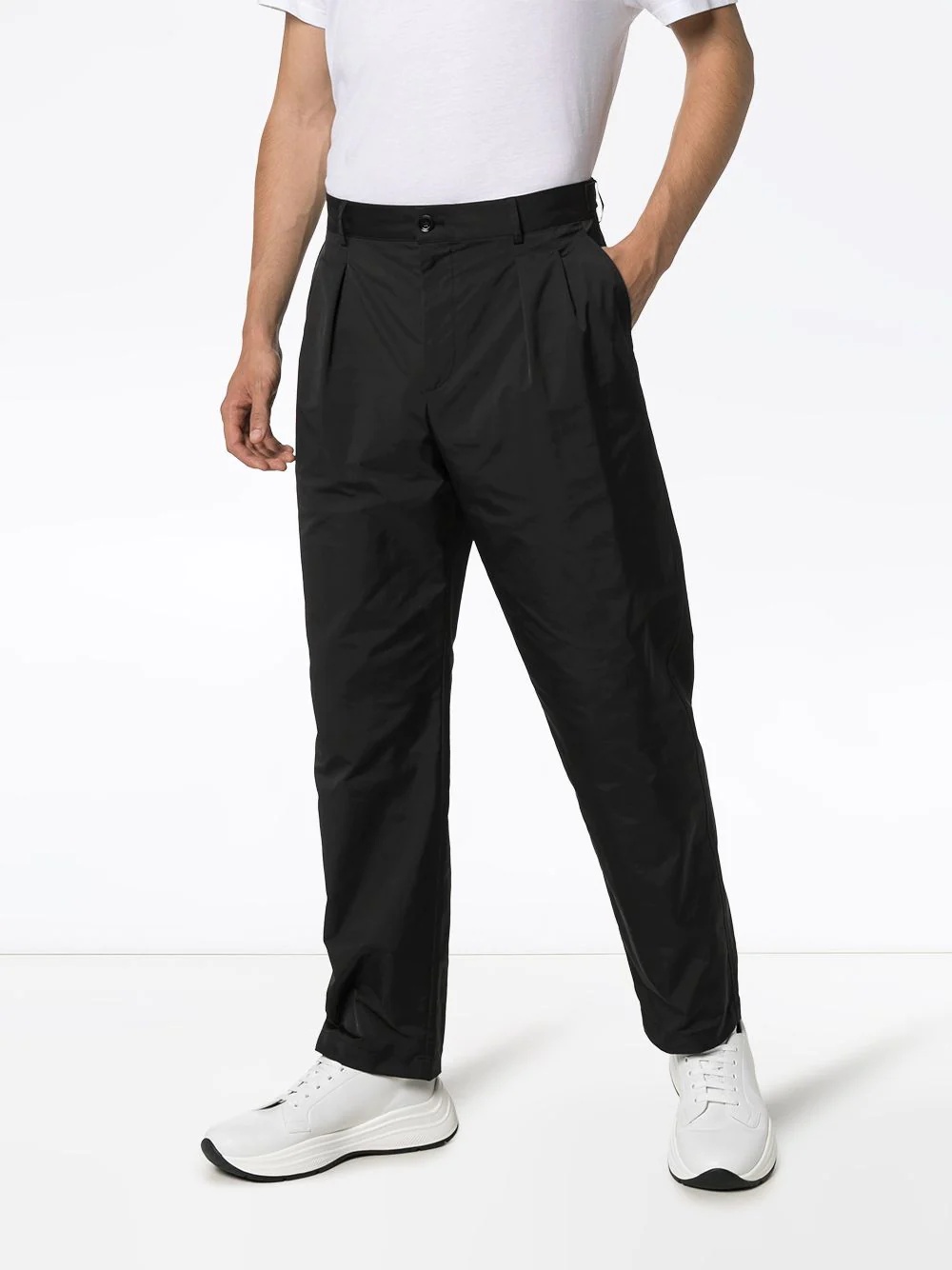 pleated straight leg trousers - 3