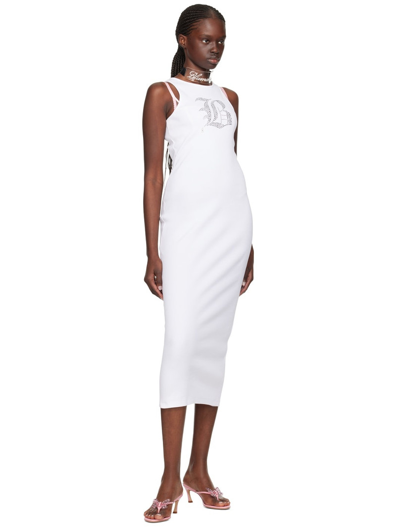 Blumarine White Graphic Midi Dress outlook
