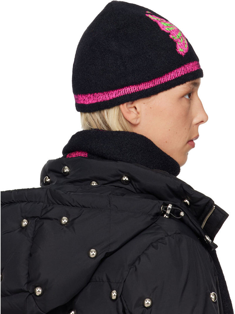 Black & Pink Cyber Butterfly Beanie 3