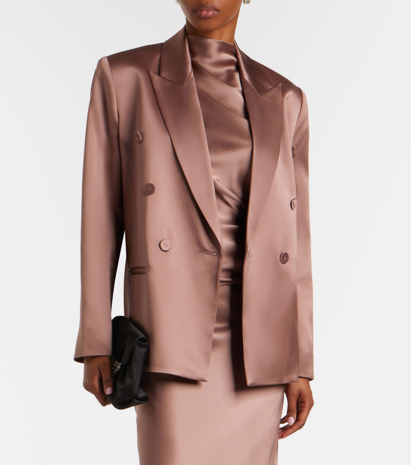 THE SEI Double-breasted silk satin blazer outlook