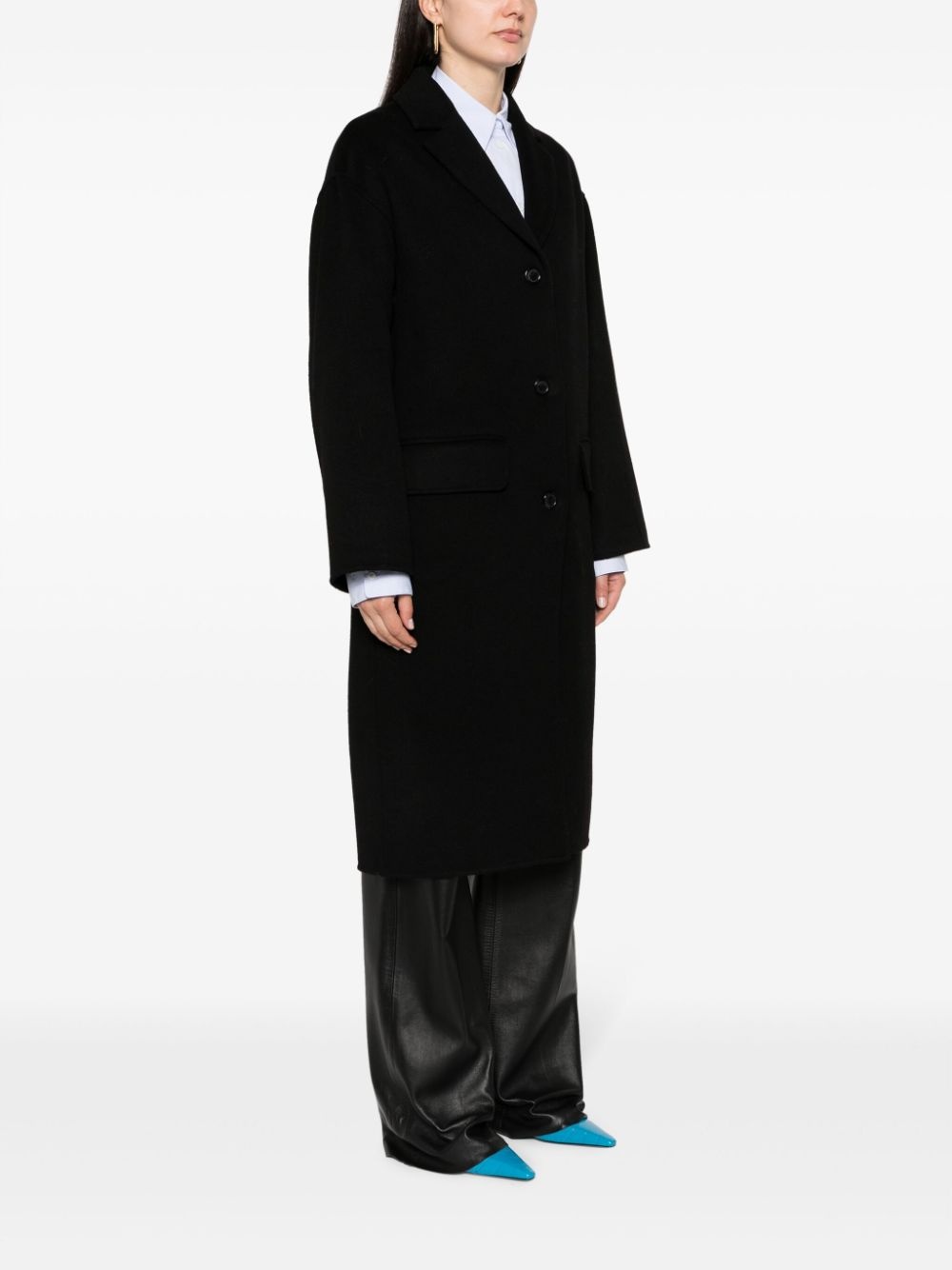 V-neck wool-blend coat - 3