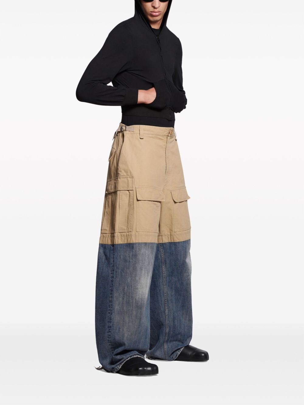 VIP【送料関税込】BALENCIAGA COTTON LAYERED CARGO TROUSERS BALENCIAGA layered-design cotton wide-leg trousers | REVERSIBLE