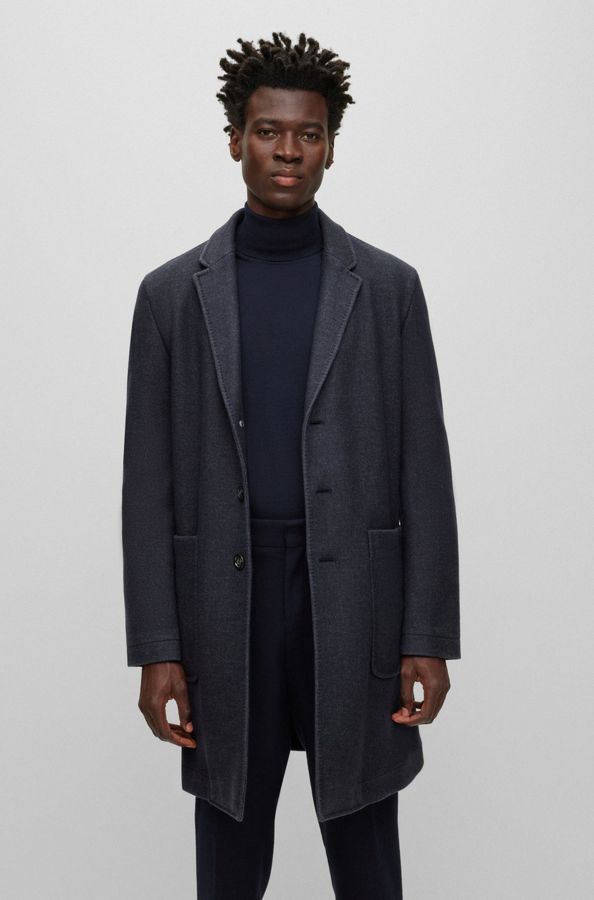 SLIM-FIT COAT IN A MICRO-PATTERNED WOOL BLEND - 6