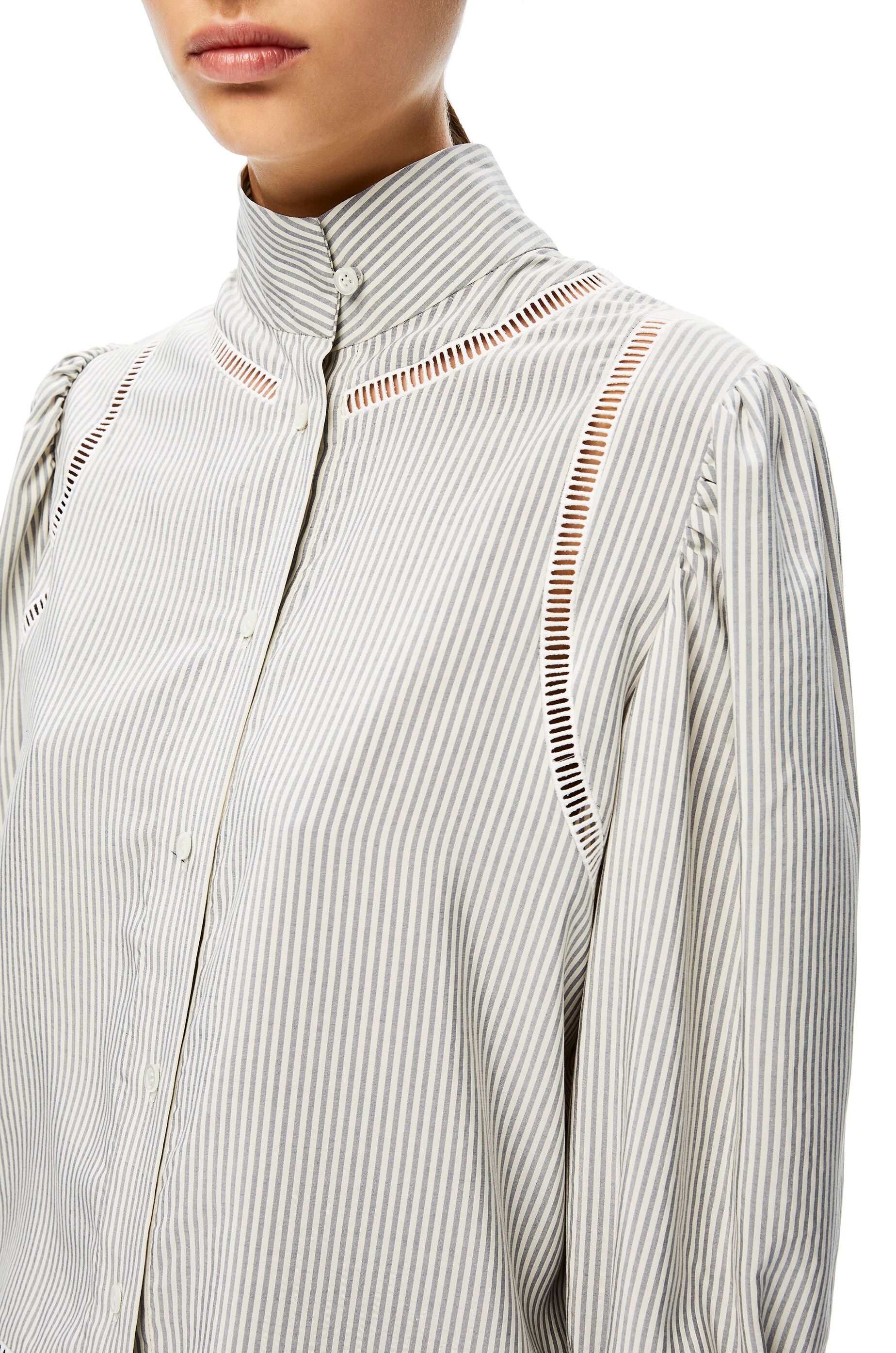 Short blouse jour echelle in striped silk - 5