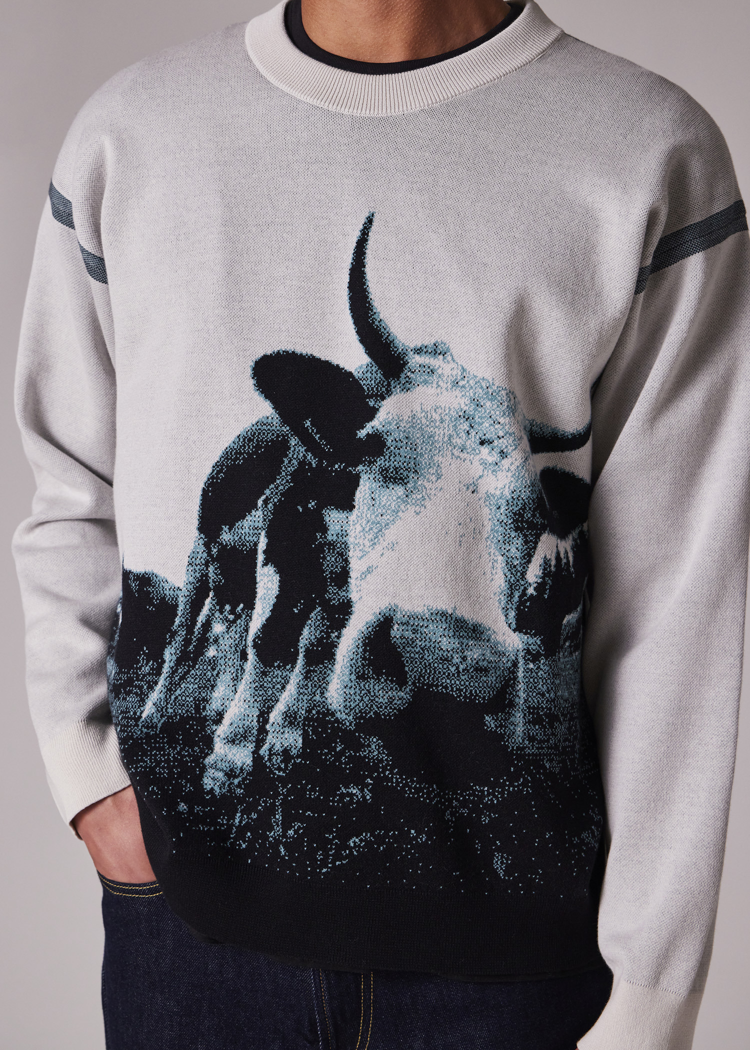 'Cow' Jacquard Cotton Sweater - 6
