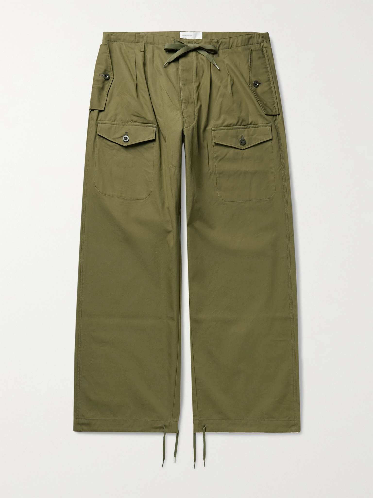 Wide-Leg Cotton-Twill Drawstring Cargo Trousers - 1