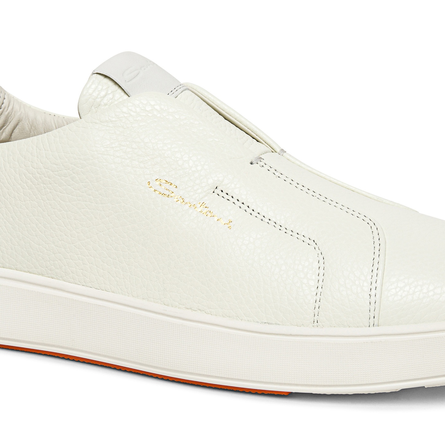Men’s white tumbled leather slip-on sneaker - 5