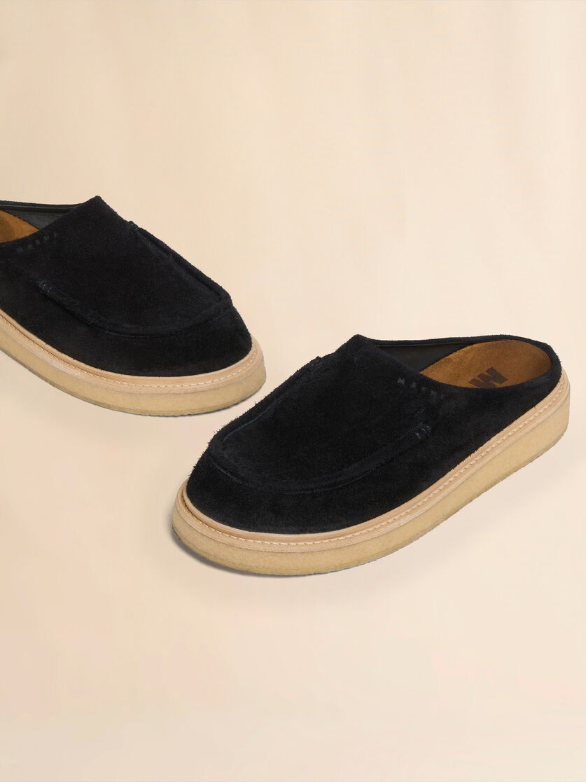 BLACK SUEDE SABOT WITH PARA RUBBER SOLE - 5