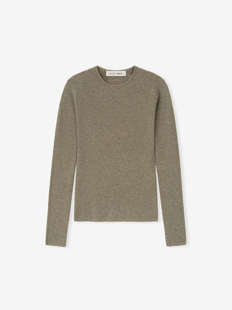 Womens Waffle Long Sleeve Top - 1