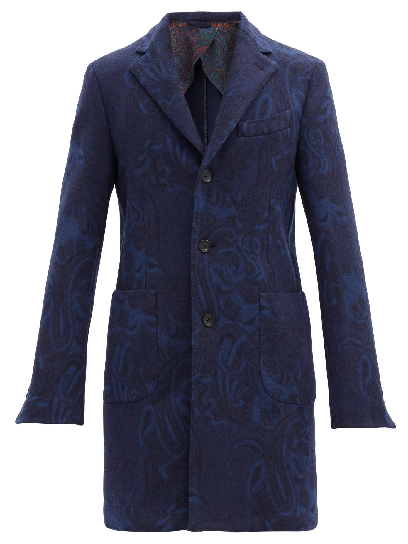 Paisley-jacquard wool-blend overcoat - 1