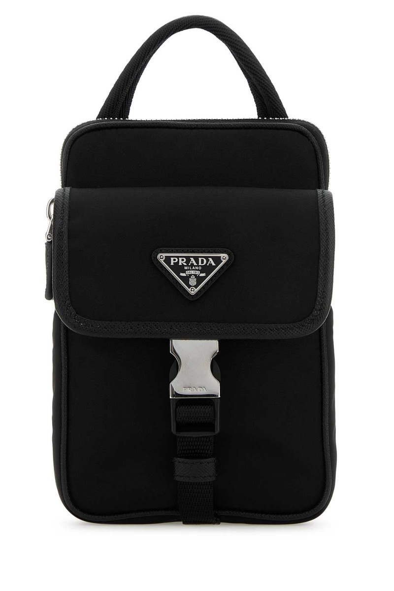 Prada Men Black Re-Nylon Phone Case - 1