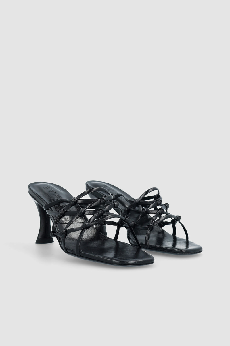 BY FAR MALAYA BLACK CREASED CALF LEATHER MULE outlook