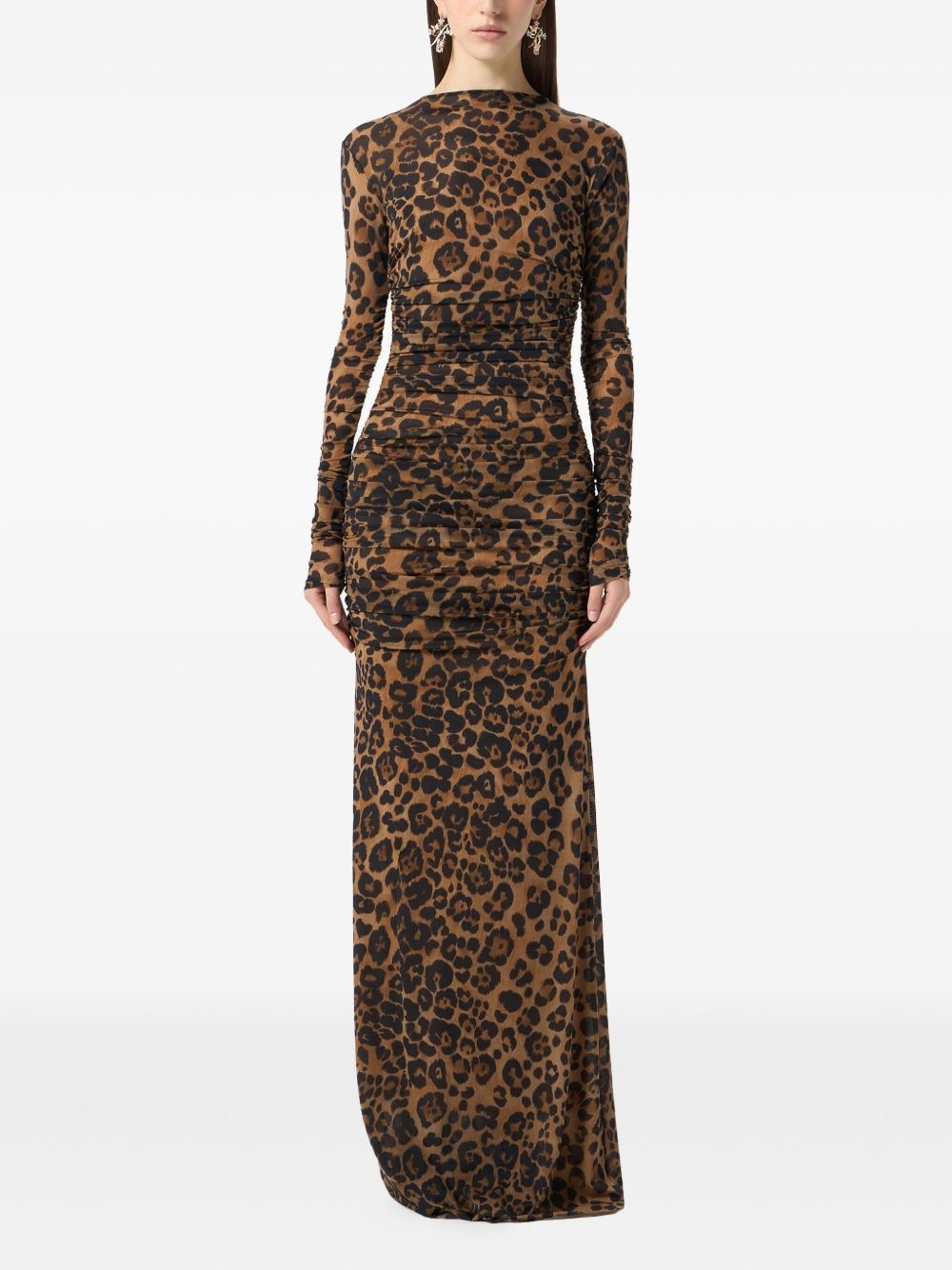 leopard-print ruched dress - 2