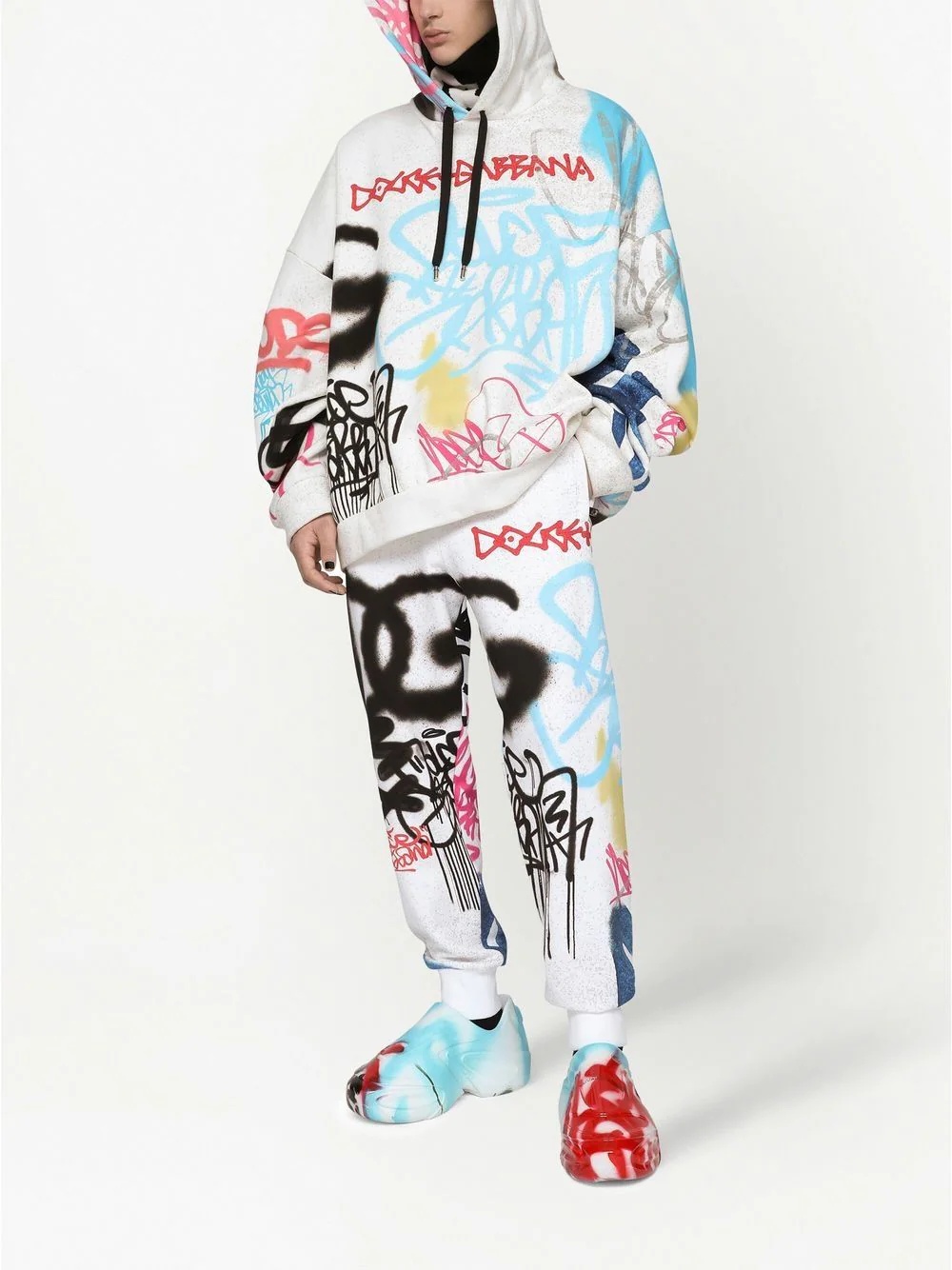 graffiti-print cotton-blend hoodie - 2