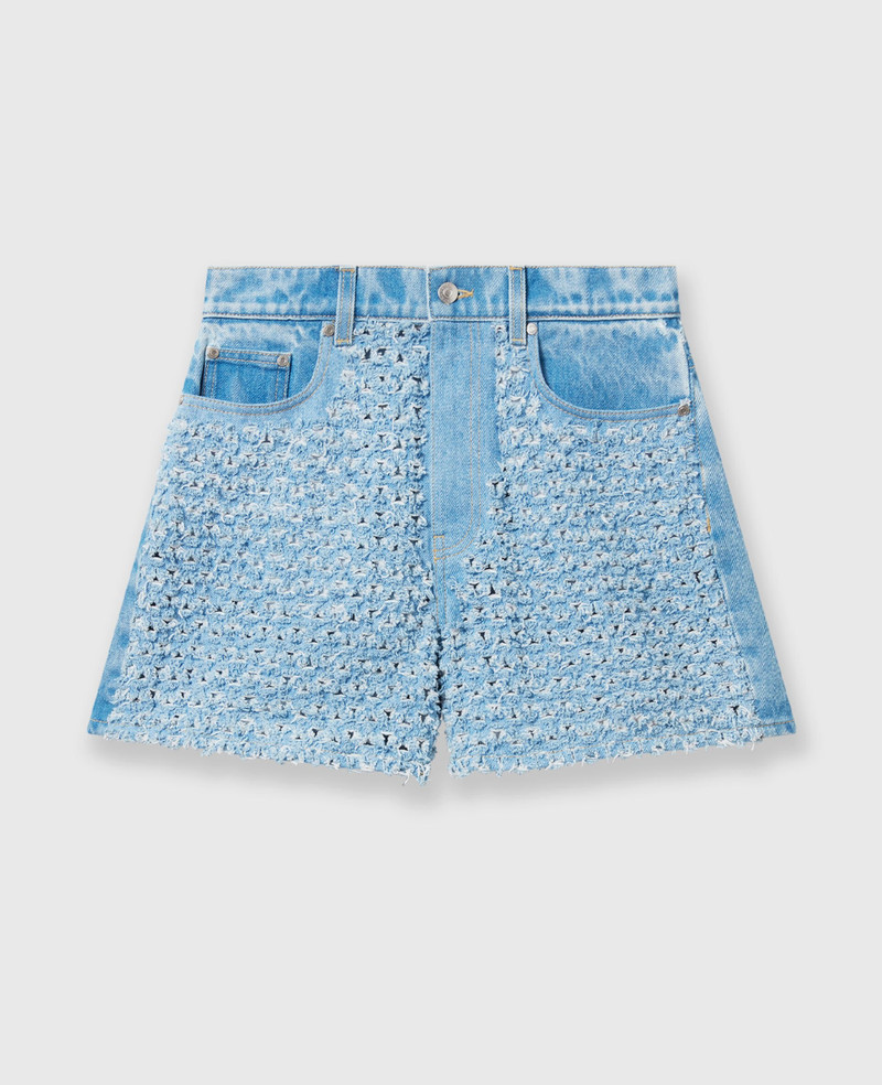 Mid-rise Denim Bouclé Shorts - 1