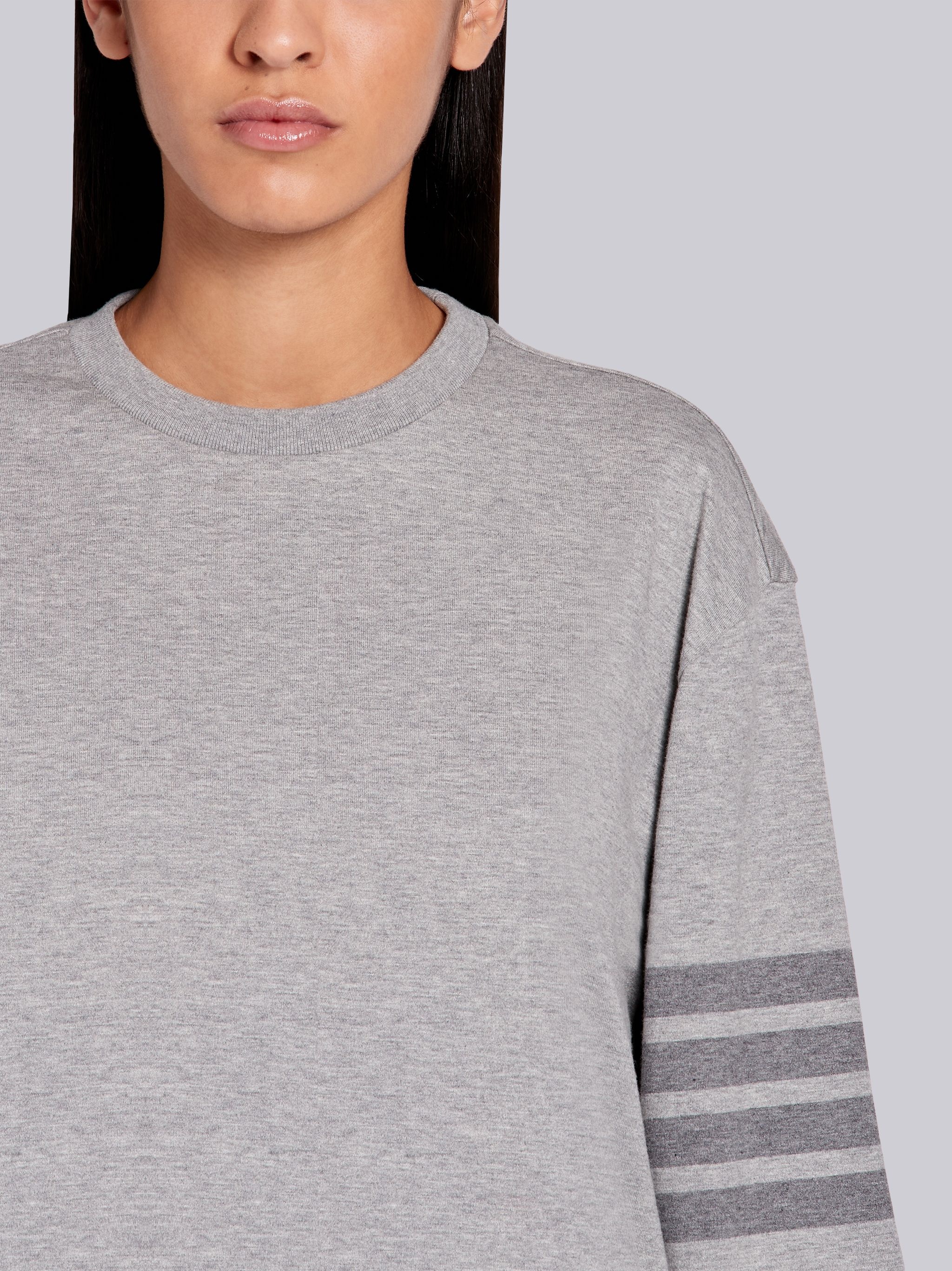 Light Grey Cotton Jersey Long Sleeve Tonal 4-Bar Rugby T-shirt - 5