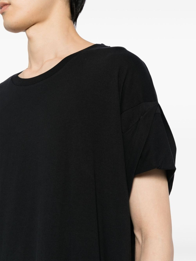 draped-detail 면 T 셔츠 5