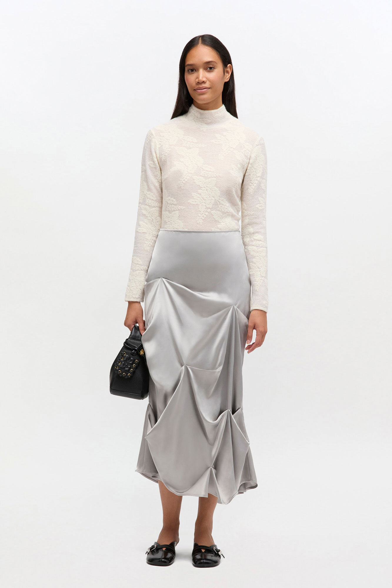 GREY DRAPED SKIRT - 2