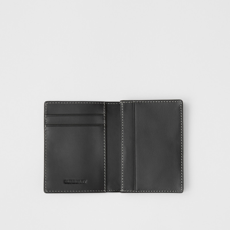 Check and Leather Folding Card Case 3