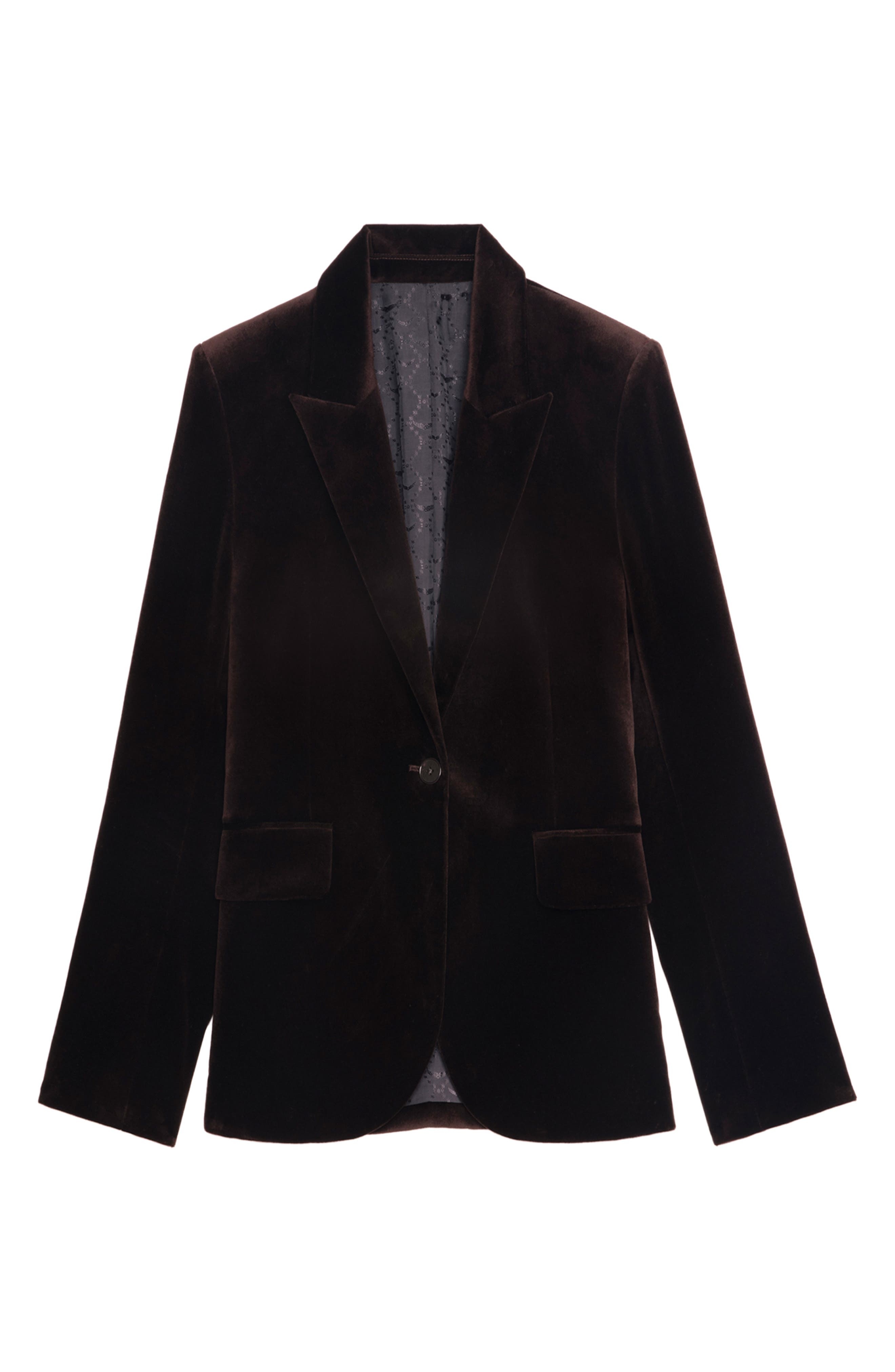 Zadig & Voltaire Vavy Cotton Velveteen Blazer in Dark Chocolate at Nordstrom - 5