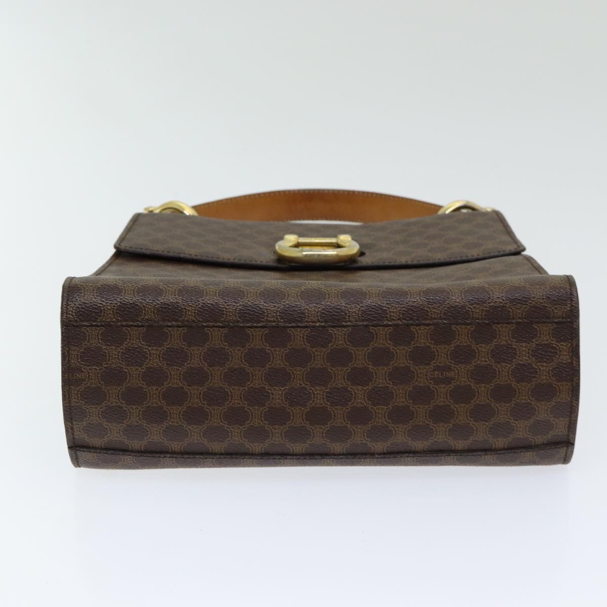 CELINE Macadam Canvas Hand Bag Pvc Leather Brown Gold - 5