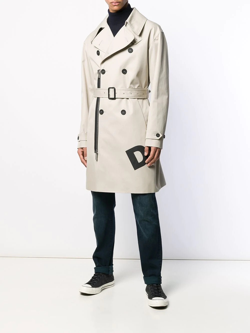 belted trench coat - 2