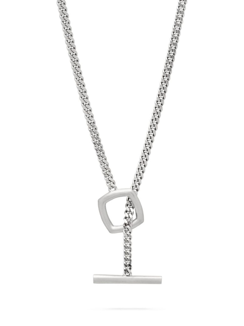 TOM WOOD curb-chain square-frame pendant necklace outlook