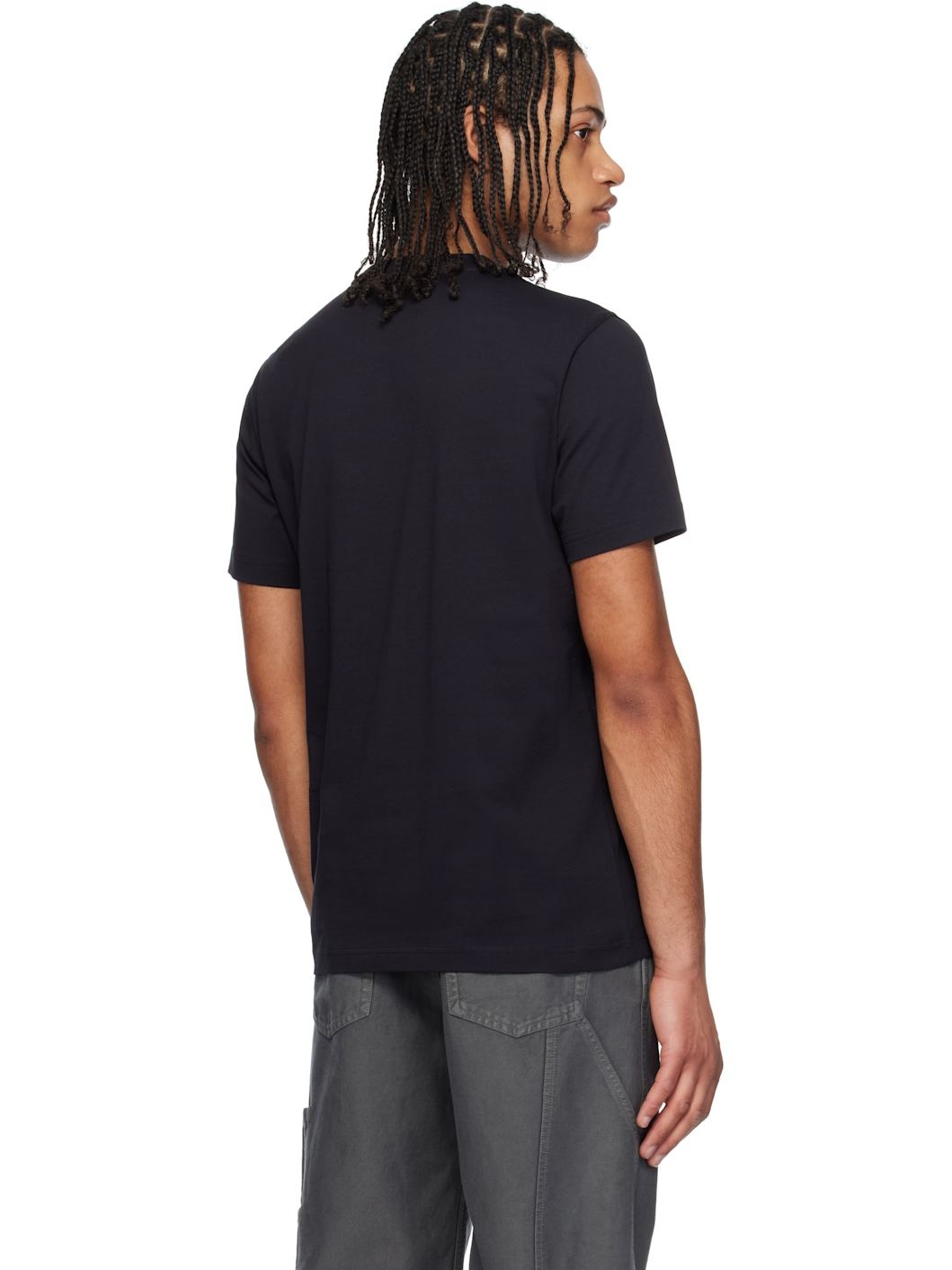 Navy Cotton & Denim Pocket T-shirt - 3