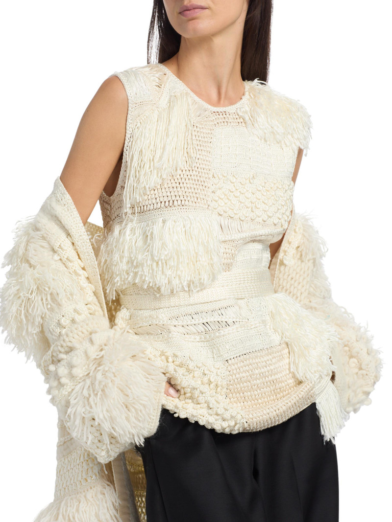 Women's Laia Crochet Silk Top - Cream 6