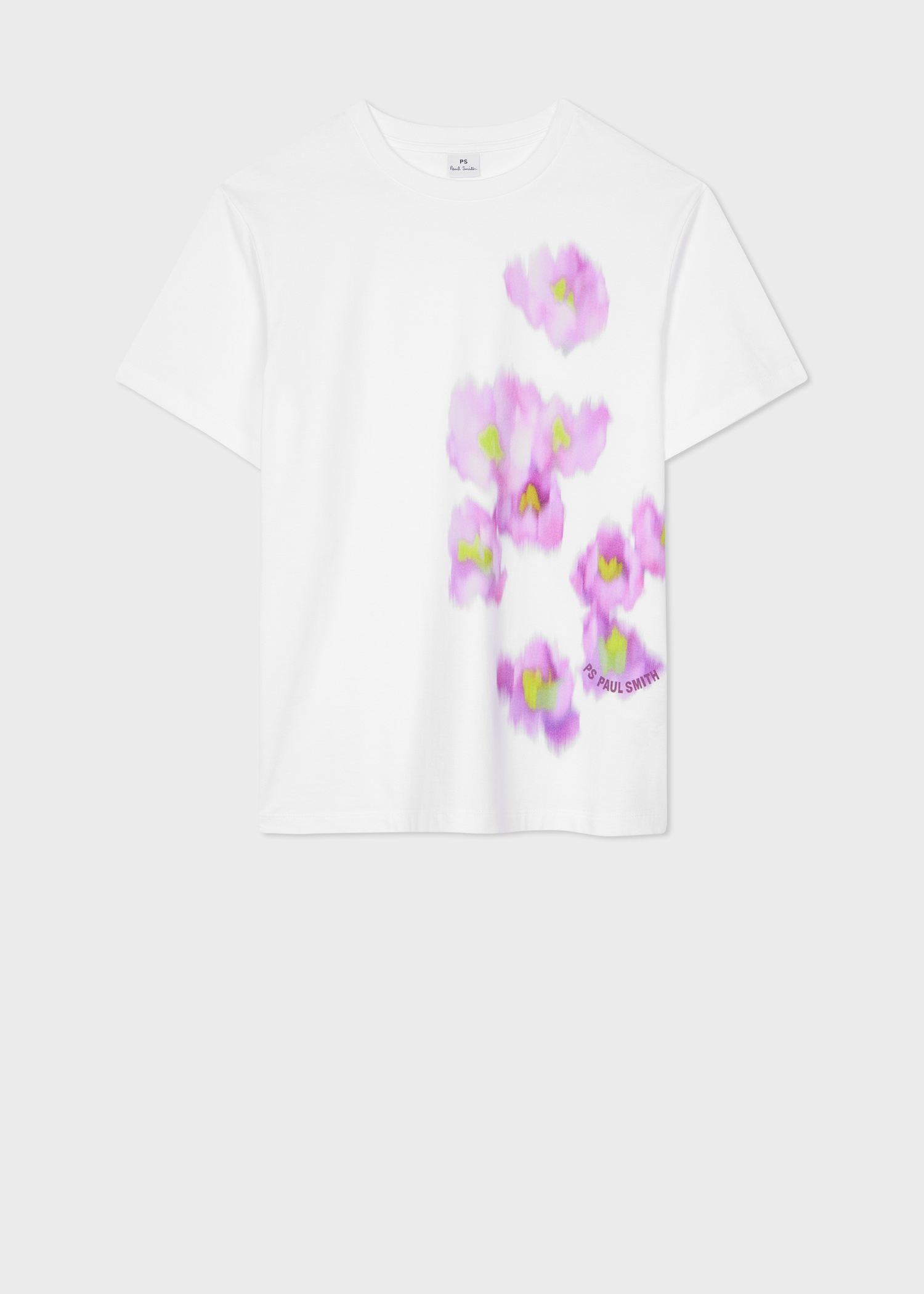 Women's White 'Smudged Flowers' T-Shirt - 1