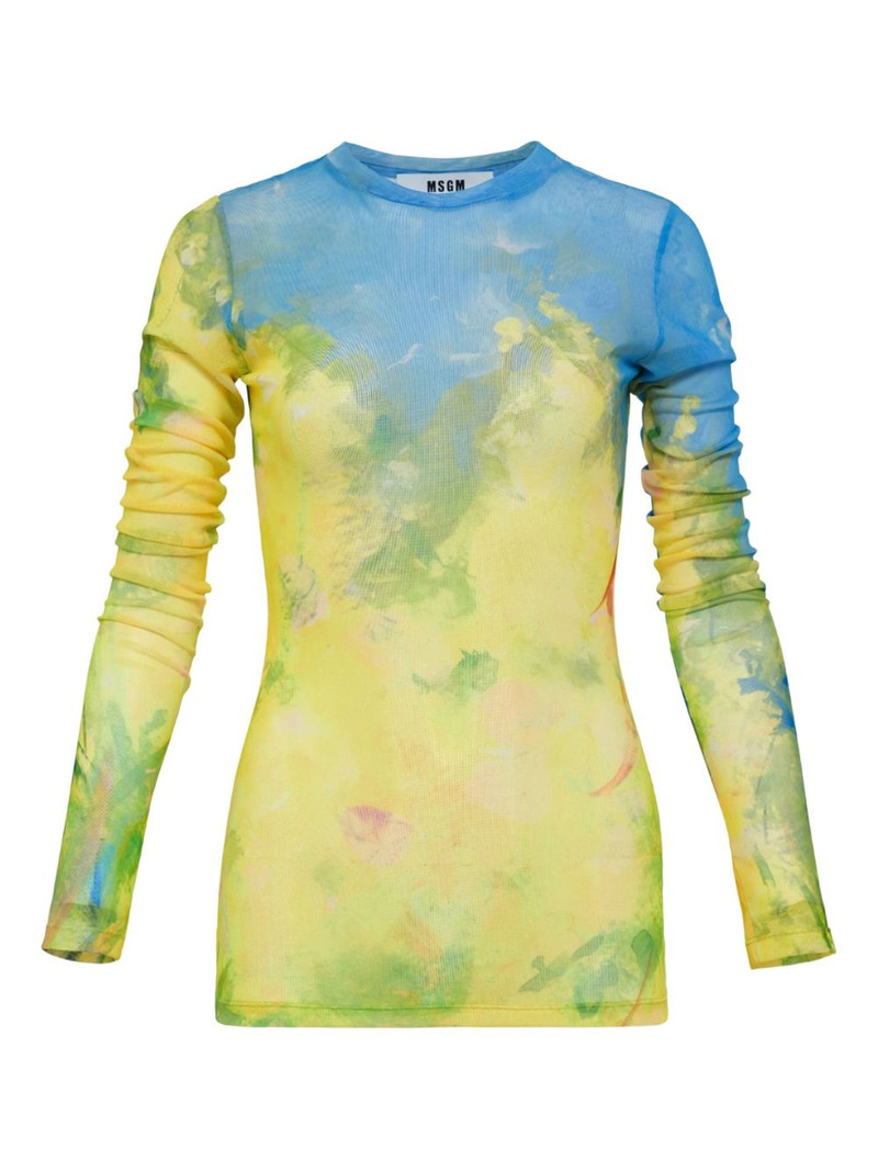 abstract-print mesh top 1
