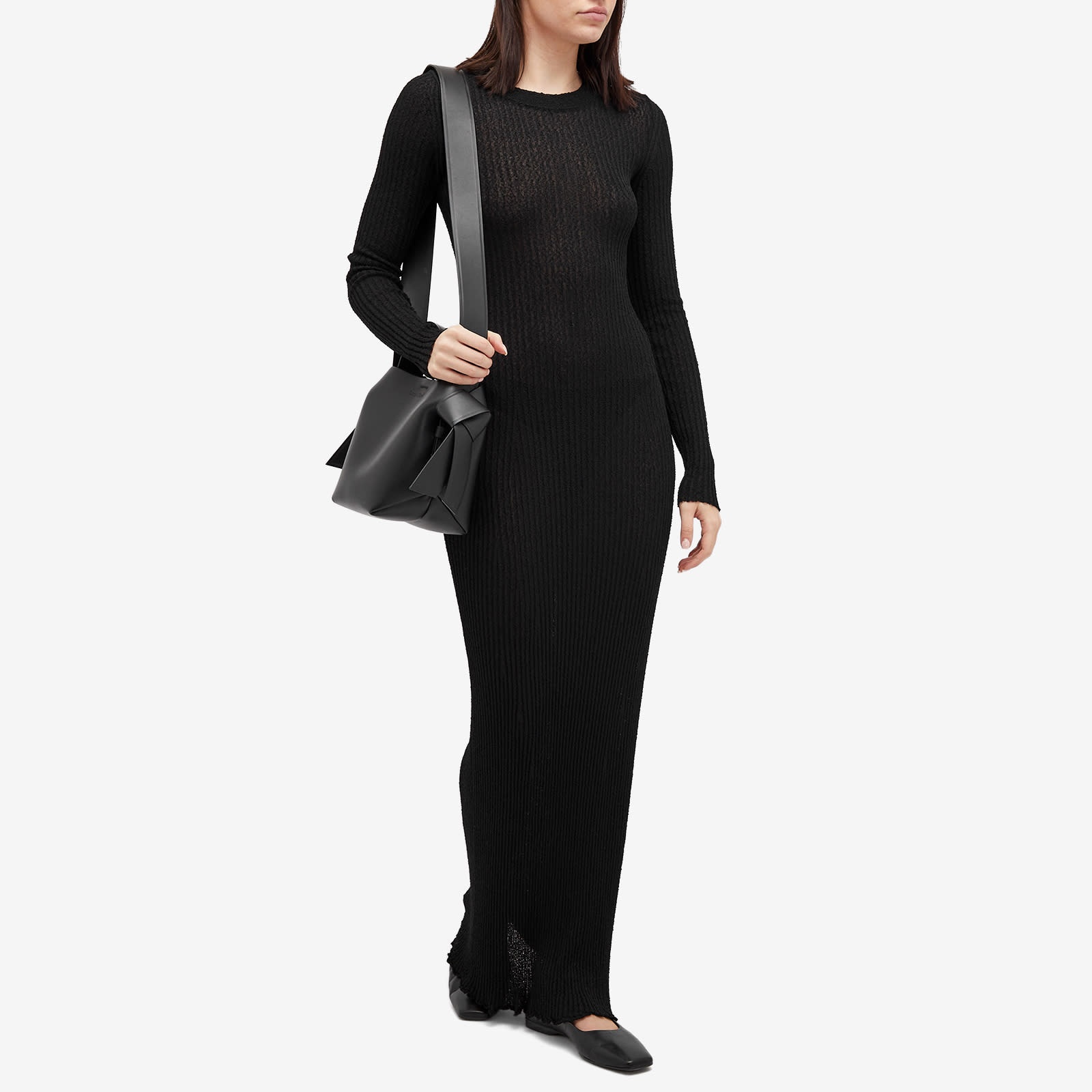 AMI Paris Ribbed Long Sleeve Maxi Dress - 4