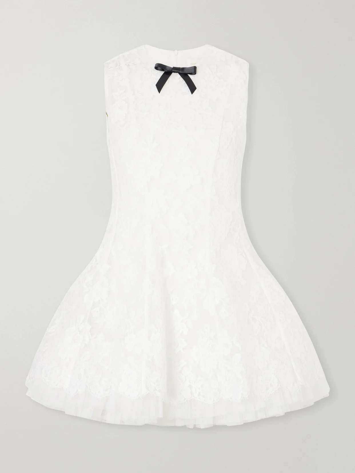 Bow-detailed Cotton-blend Guipure-lace Mini Dress - 1