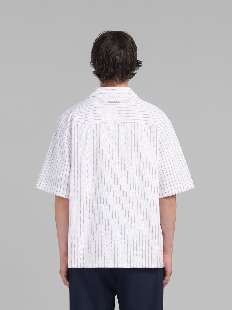 WHITE POPLIN BOWLING SHIRT WITH WAVY 3D STRIPES 3