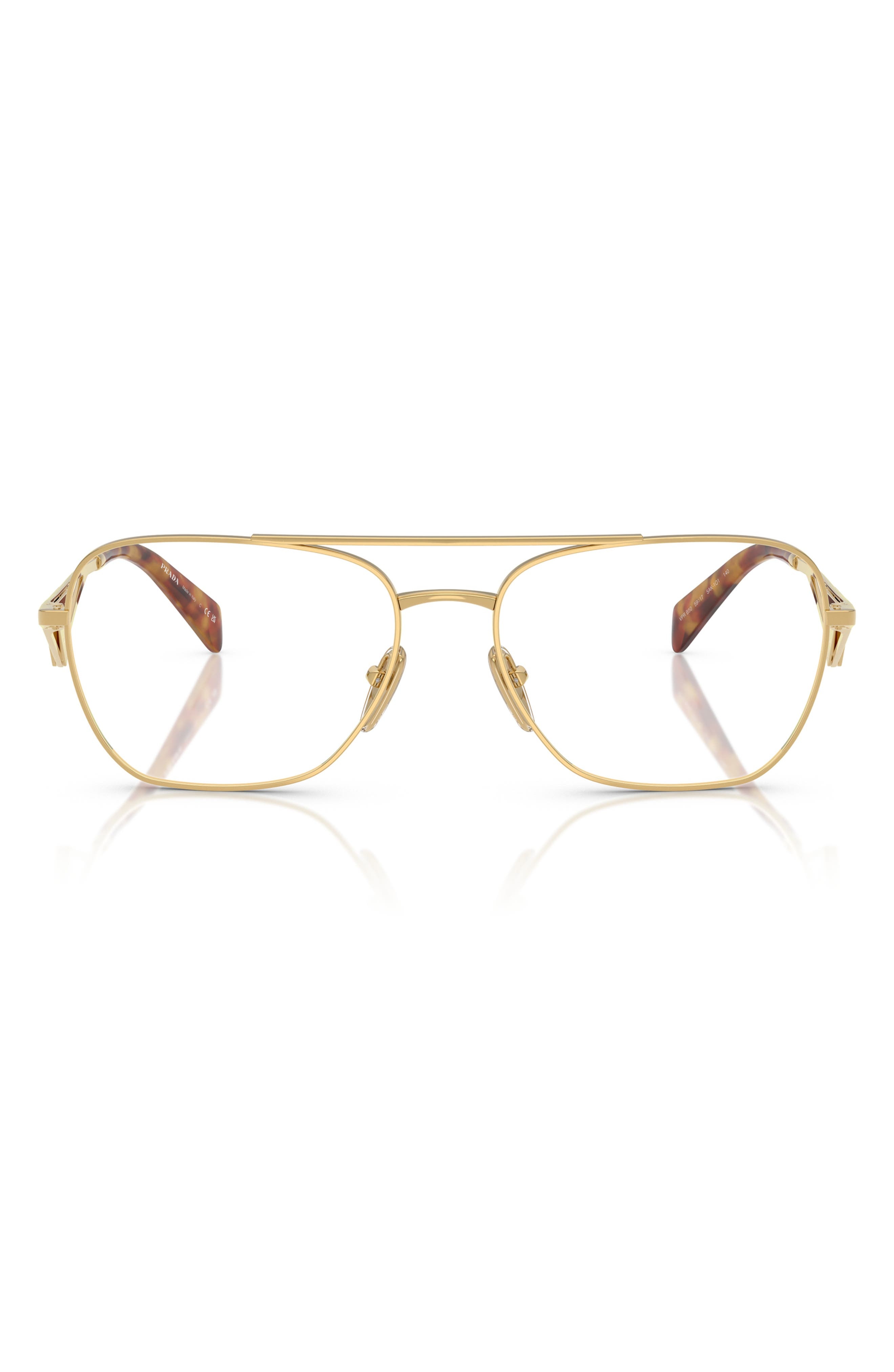 Prada 59mm Pilot Optical Glasses in Gold at Nordstrom - 1