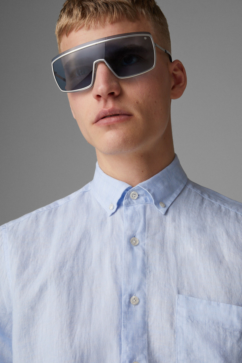 Lykos Short-sleeved linen shirt in Light blue 4