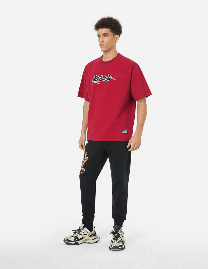 Logo and Ninja Daruma Daicock Print Loose Fit T-shirt 3