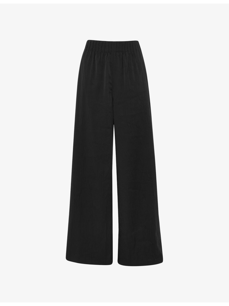 Straight-Leg Pintuck Stretch-Satin Trousers 1