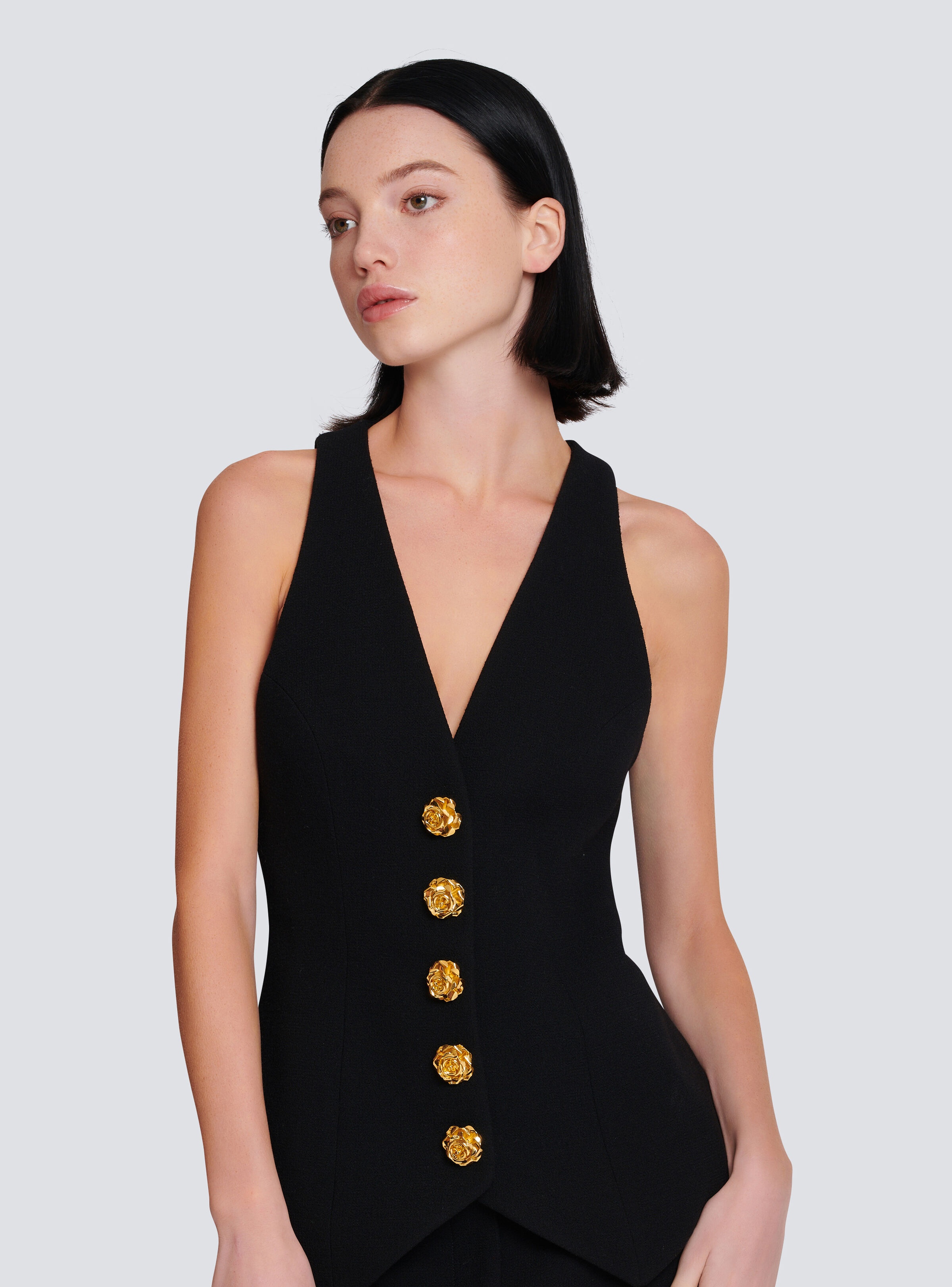 Sleeveless double crepe waistcoat - 6